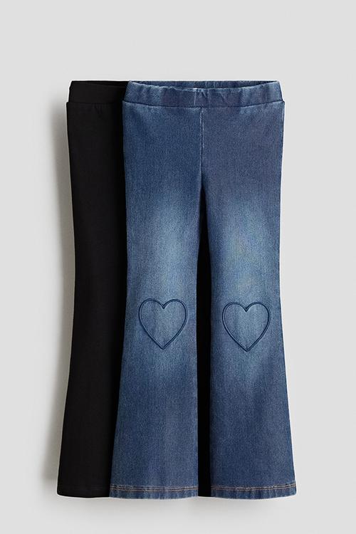 2 pack flared jeggings - black & dark denim blu