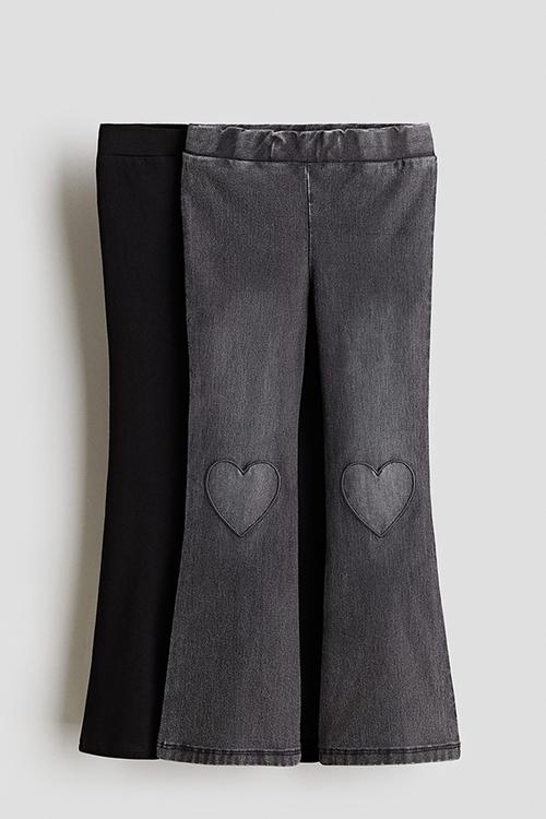 2 pack flared jeggings - black & denim grey