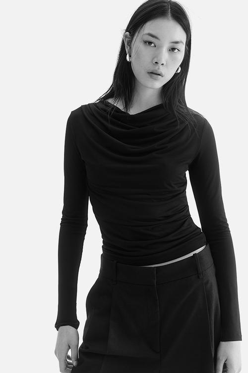 Cowl-neck top - black
