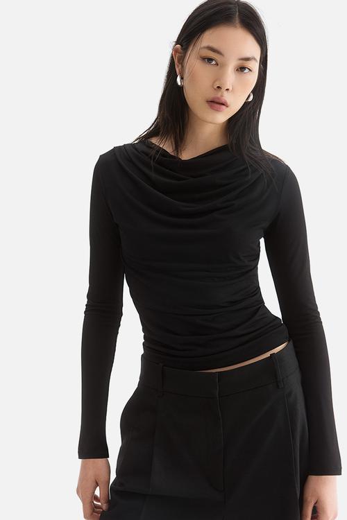 Cowl-neck top - black