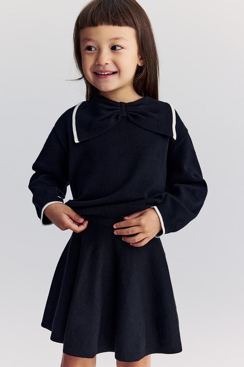 2-Piece jumper and skirt set - black & white