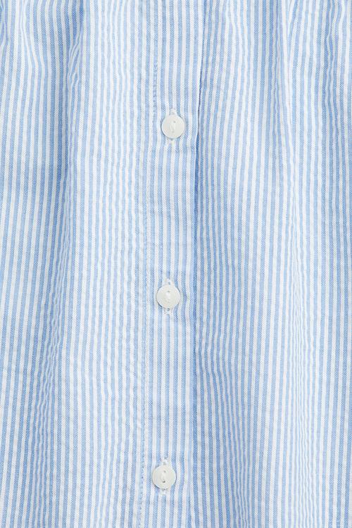 Collared seersucker dress - light blue & white striped