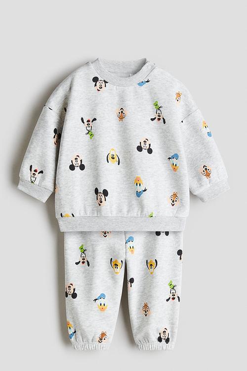 2-Piece printed sweatshirt set - light grey mickey mouse