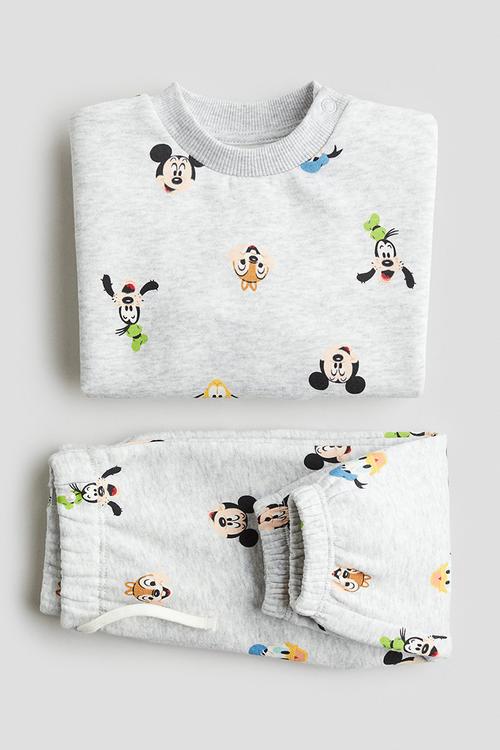 2-Piece printed sweatshirt set - light grey mickey mouse
