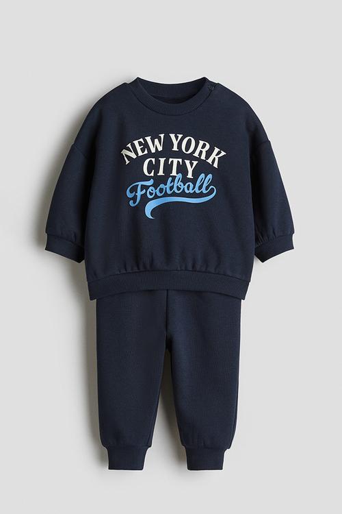 2-Piece printed brushed-inside sweatshirt set - blue,multi