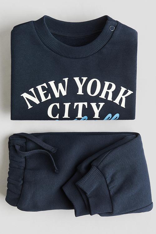 2-Piece printed brushed-inside sweatshirt set - blue,multi