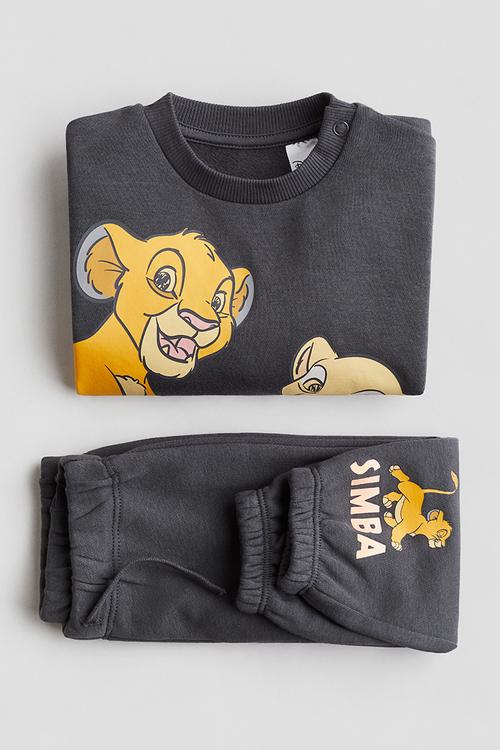 2-Piece printed sweatshirt set - dark grey the lion king