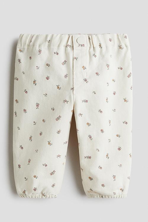 Printed cotton twill trousers - white floral