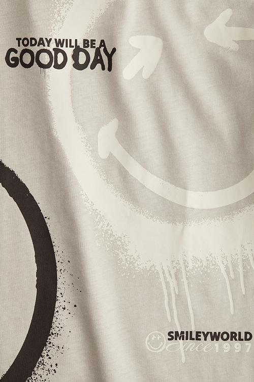 Print-motif cotton t-shirt - beige smileyworld®