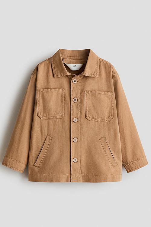Linen-blend shacket - light brown 