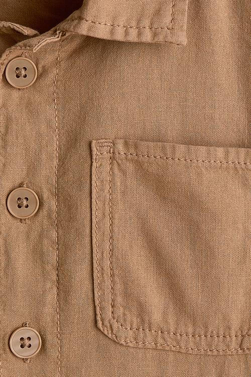 Linen-blend shacket - light brown 