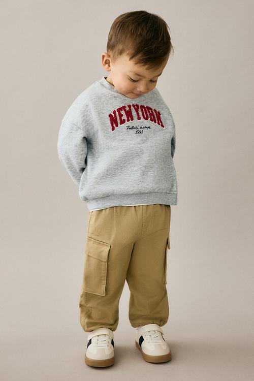 Motif-detail brushed-inside sweatshirt - light grey new york