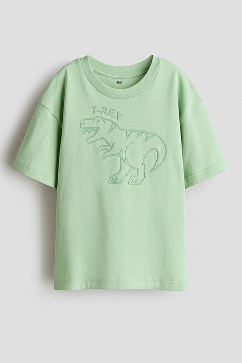 Print-motif cotton T-shirt - green/t-rex