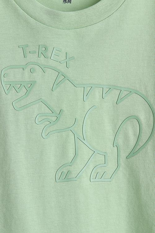 Print-motif cotton T-shirt - green/t-rex