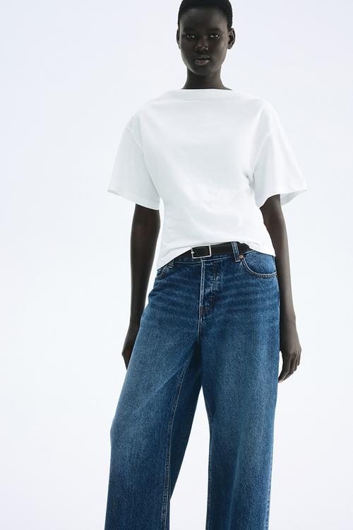 Boat-neck cotton top - white