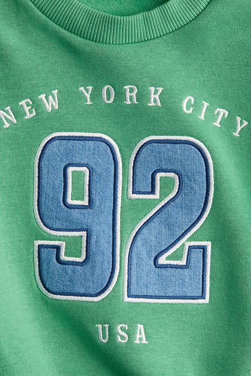 Motif-detail brushed-inside sweatshirt - bright green/new york city