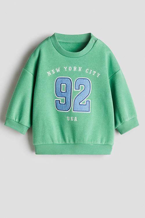 Motif-detail brushed-inside sweatshirt - bright green/new york city