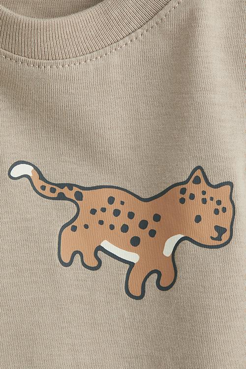 Printed cotton t-shirt - beige,multi