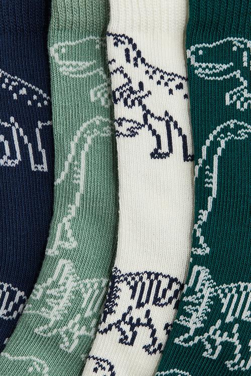7-pack socks - green/dinosaurs