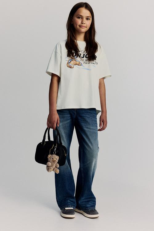 Oversized cotton T-shirt - white/bonjour