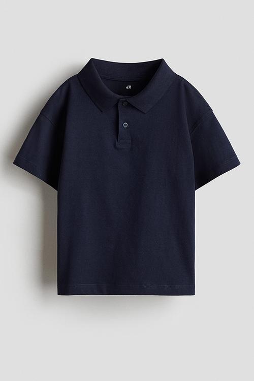 Cotton polo shirt -  navy blue 