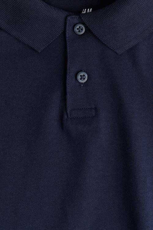 Cotton polo shirt -  navy blue 