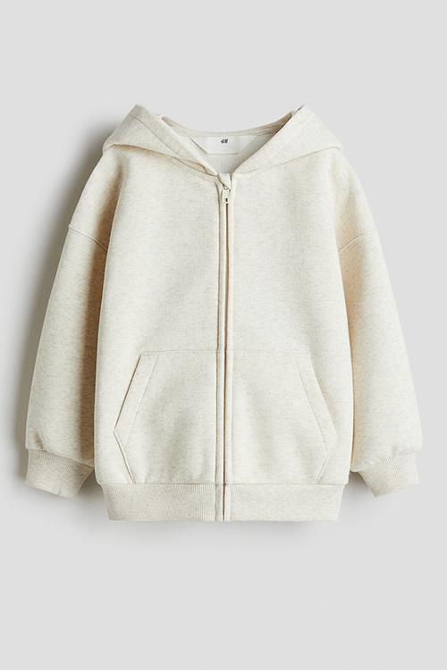 Oversized zip-through hoodie - cream marl 