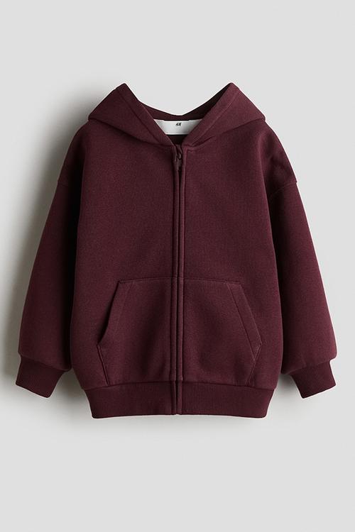 Oversized zip-through hoodie - dark red 