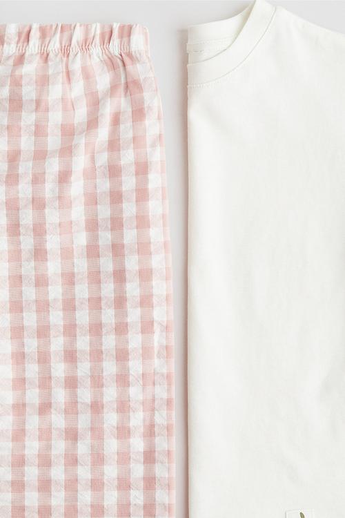 Cotton pyjamas - white/gingham check 