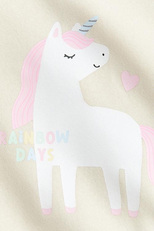 Printed brushed-inside sweatshirt - light beige/unicorn 