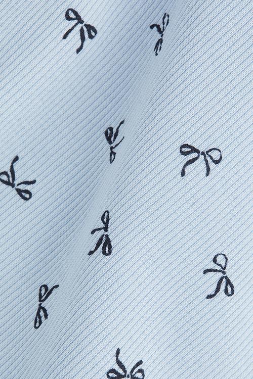 Printed cotton top - light blue bows