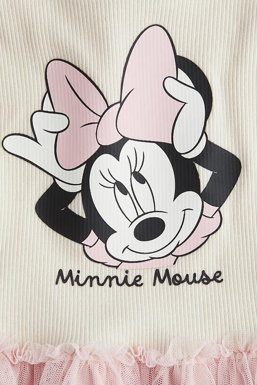 Printed tulle-skirt dress - light pink/minnie mouse