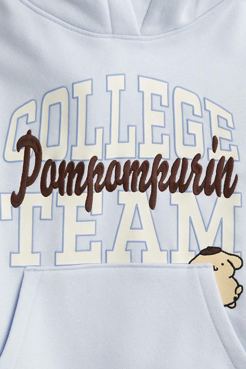 Motif-detail hoodie - light blue pompompurin 