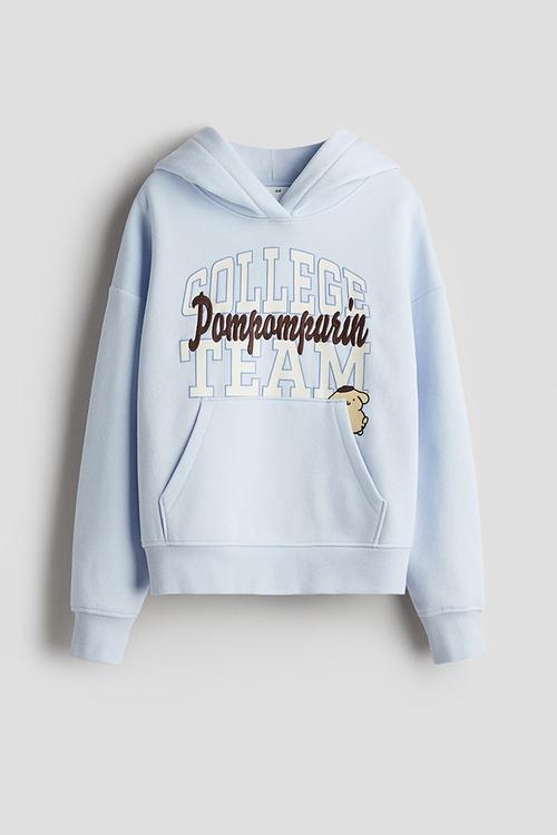 Motif-detail hoodie - light blue pompompurin 