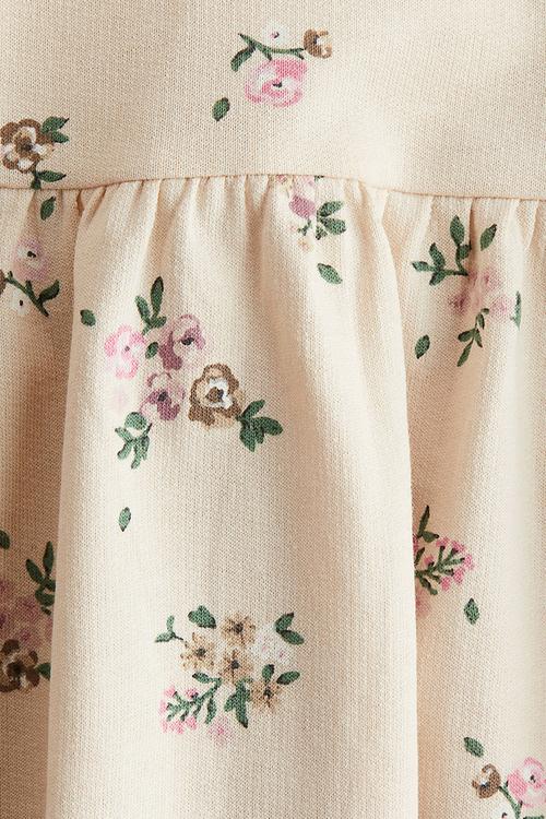 Printed cotton dress - beige,multi