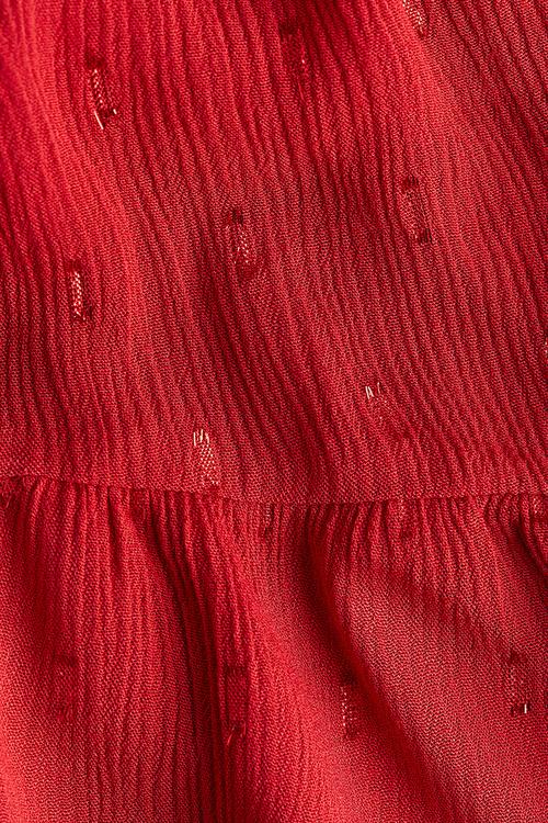 Smocked flounce skirt - red