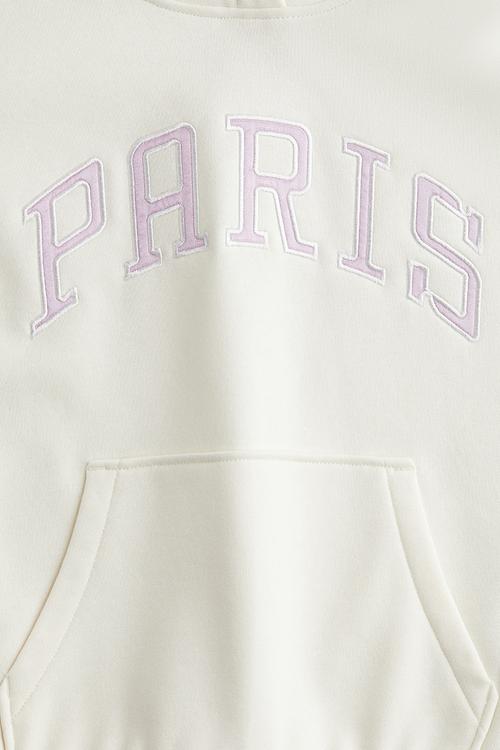Motif-detail hoodie - cream/paris 