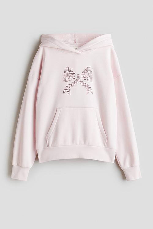 Motif-detail hoodie - light pink/bow