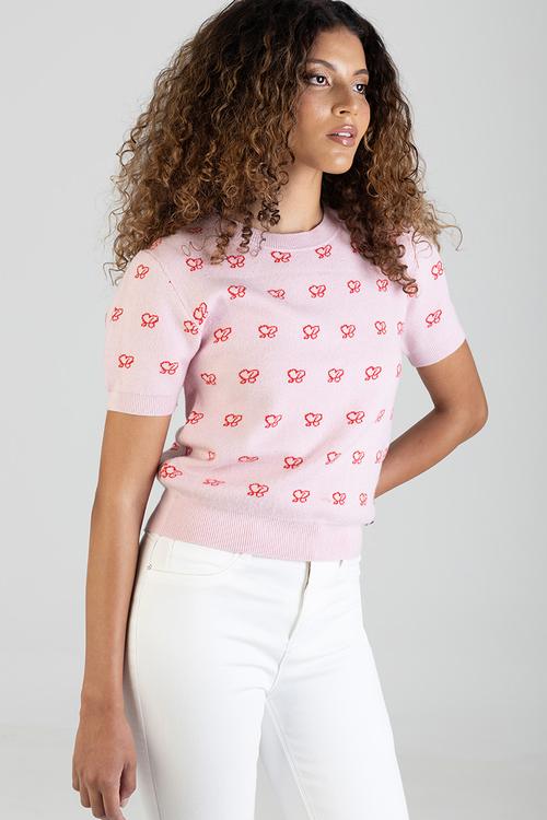 Stolen Hearts: Knitwear Logo Top - Pink