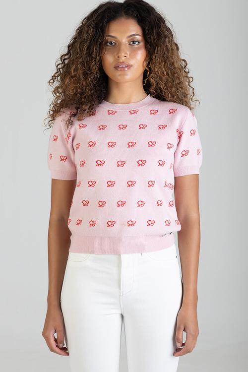 Stolen Hearts: Knitwear Logo Top - Pink