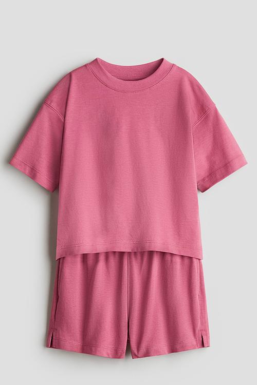 2-piece cotton jersey set - dark pink 