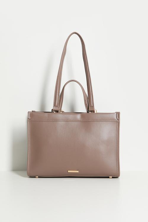 Exclusive Double Handle Bonded Tote Bag - Mink Tonal