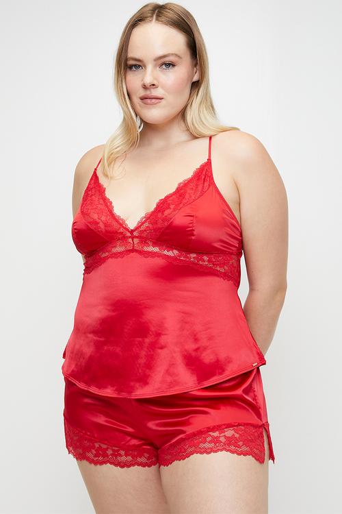 Plus lyra-satin camisole - red