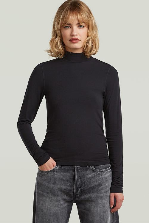 Mock slim t l\s wmn - black