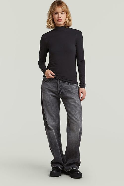 Mock slim t l\s wmn - black