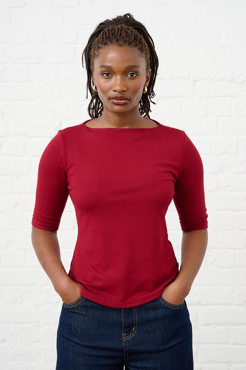 Boat Neck Essential Top - Merlot