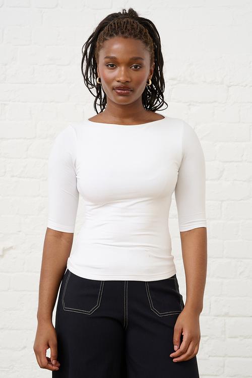 Boat Neck Essential Top - Milk