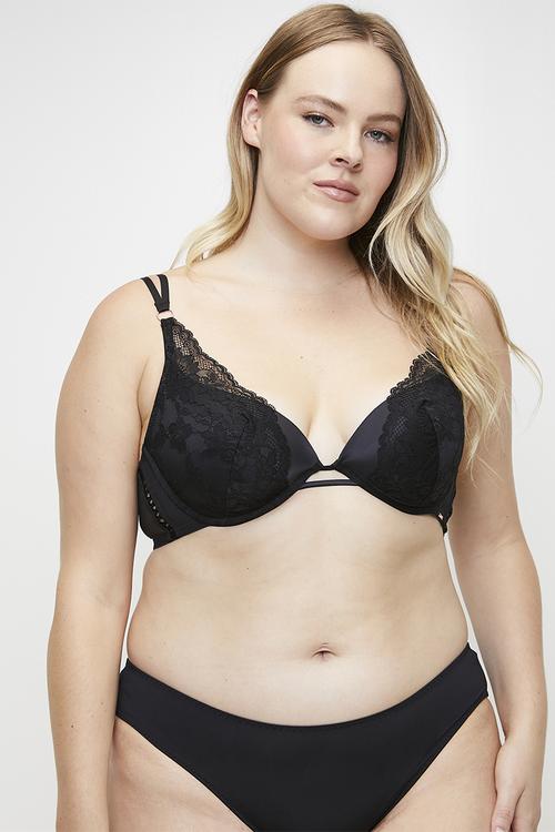 Lyra-satin light padded plunge - black