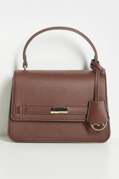 Exclusive Flap Saddle With Detachable Strap Bag -Walnut