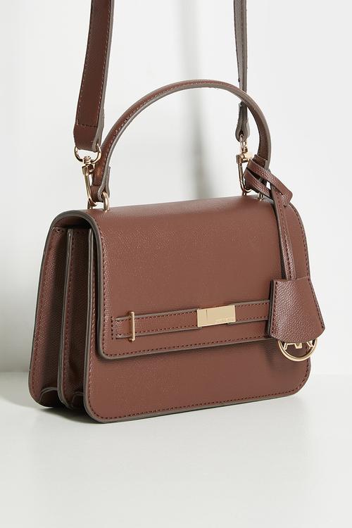 Exclusive Flap Saddle With Detachable Strap Bag -Walnut